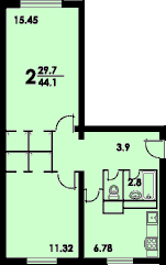 2-х комнатная квартира (вариант В) в доме серии К-7