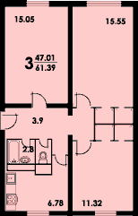 3-х комнатная квартира в доме серии К-7