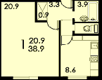  1-комнатная квартира в доме серии П-55